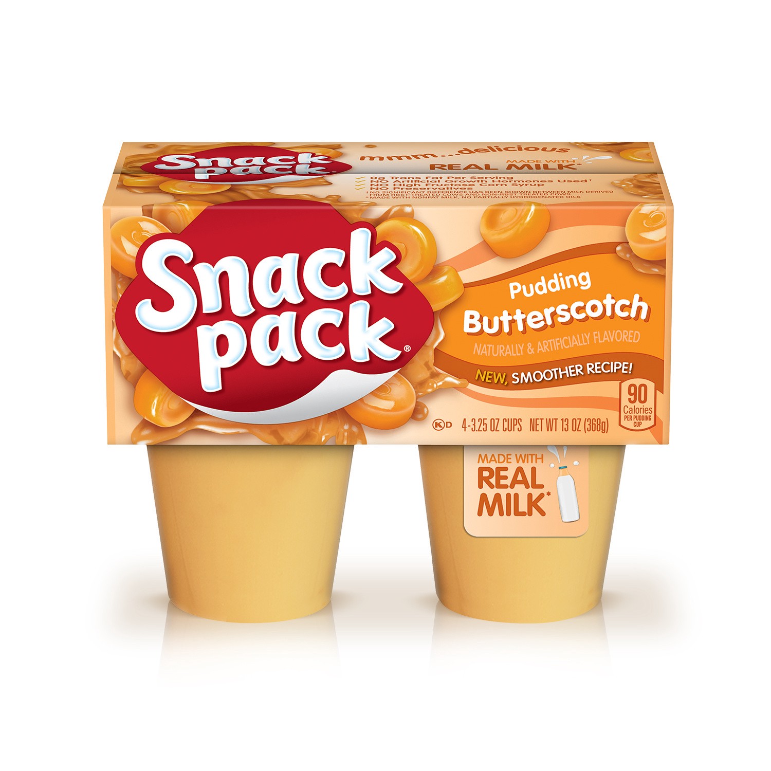 slide 1 of 5, Snack Pack Butterscotch Flavored Pudding, 4 Count Pudding Cups (12 Pack), 4 ct