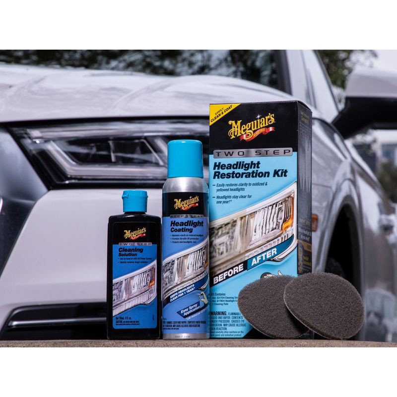 slide 4 of 6, Meguiars Two Step Headlight Restoration Kit, Restores Headlights to Clear Finish, 1 ct