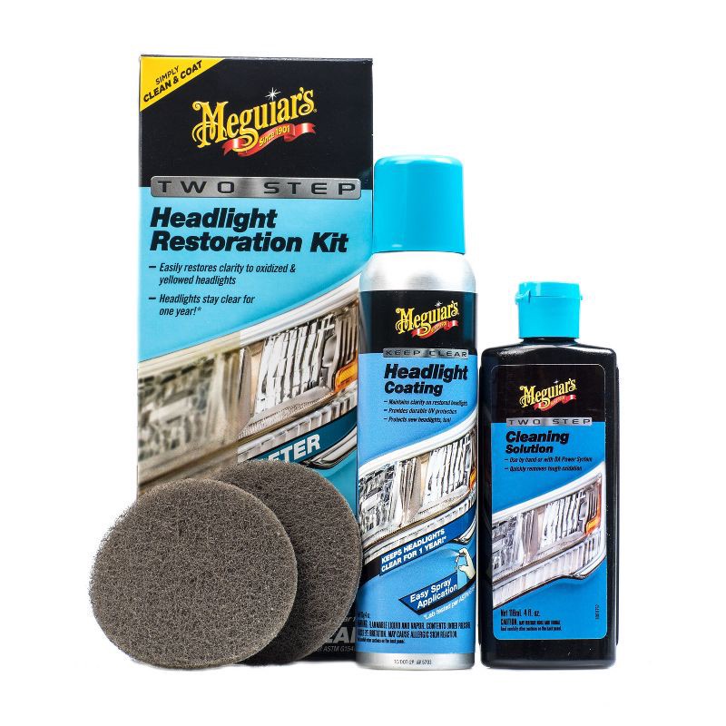 slide 1 of 6, Meguiars Two Step Headlight Restoration Kit, Restores Headlights to Clear Finish, 1 ct