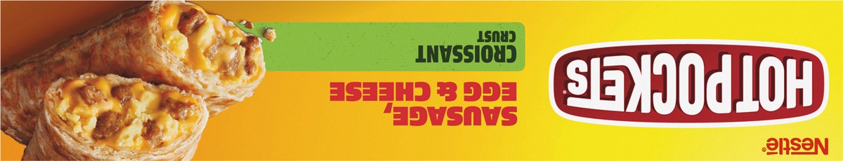 slide 13 of 14, Hot Pockets Sausage, Egg & Cheese Croissant Crust Frozen Breakfast Sandwiches, Breakfast Hot Pockets Made with Cheddar Cheese, 2 Count, 8.5 oz