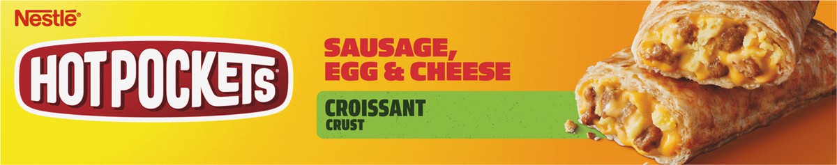 slide 10 of 14, Hot Pockets Sausage, Egg & Cheese Croissant Crust Frozen Breakfast Sandwiches, Breakfast Hot Pockets Made with Cheddar Cheese, 2 Count, 8.5 oz