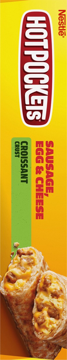 slide 9 of 14, Hot Pockets Sausage, Egg & Cheese Croissant Crust Frozen Breakfast Sandwiches, Breakfast Hot Pockets Made with Cheddar Cheese, 2 Count, 8.5 oz