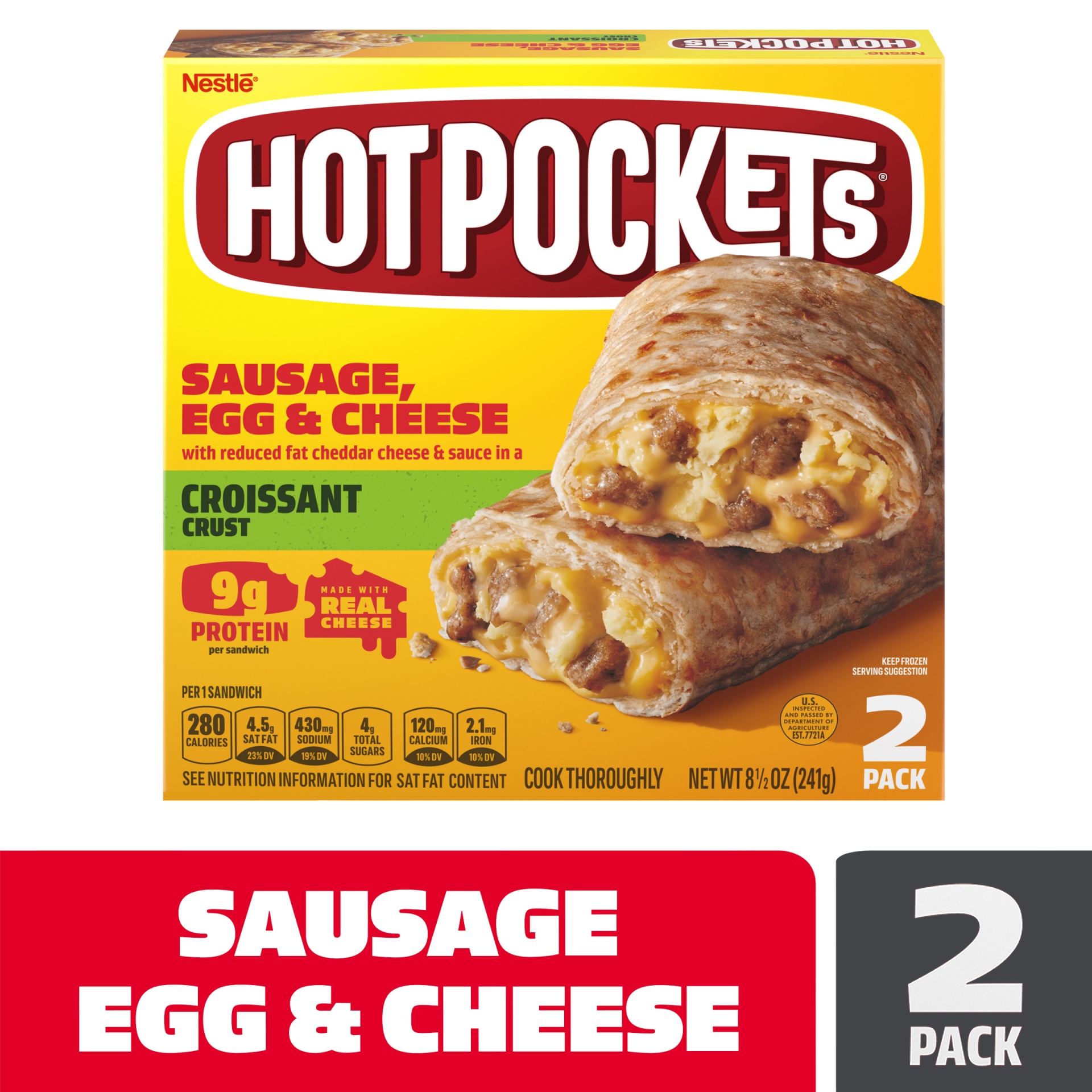 slide 1 of 10, Hot Pocketss Sausage Egg & Cheese, 8.5 oz