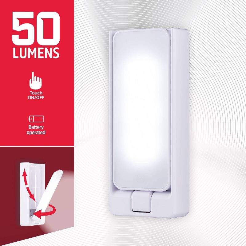 slide 2 of 12, Energizer Battery Operated Swivel Task LED Cabinet Lights Capacitive Touch: Tap Light for Closet, 50 Lumens, 30 Hr Run Time, 1 ct