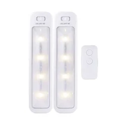 Energizer 10" 2pk 70 Lumens Battery Operated LED Cabinet Lights Bar with Wireless RF White: Closet Light, Remote Control