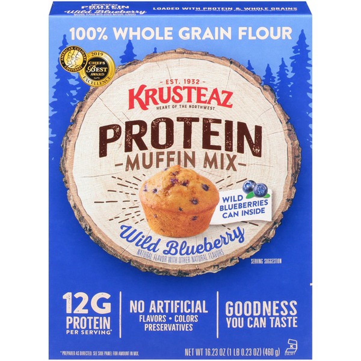 slide 1 of 1, Krusteaz Protein Wild Blueberry Protein Muffin Mix, 16.23 oz