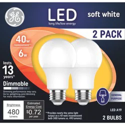GE Household Lighting GE 2pk 40W A19 LED Light Bulb Soft White