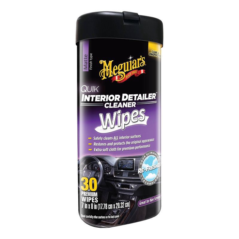 slide 1 of 8, Meguiars 30ct Interior Detailer Wipes, 30 ct