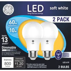GE Household Lighting GE 2pk 60W A19 Light Bulb Soft White