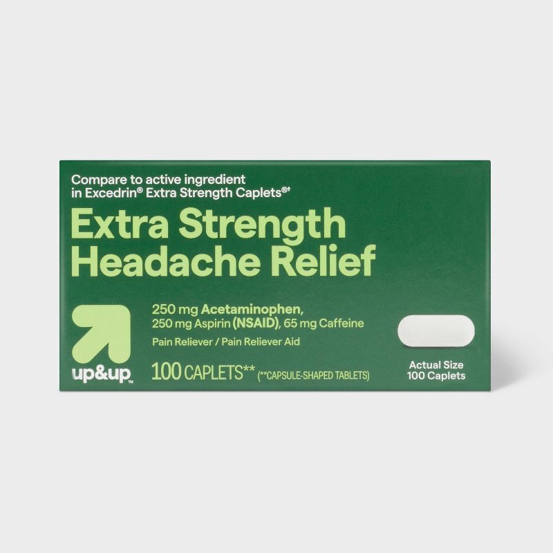 slide 1 of 6, Acetaminophen & Aspirin (NSAID) Added-Strength Pain Reliever Caplets - 100ct - up&up™, 100 ct