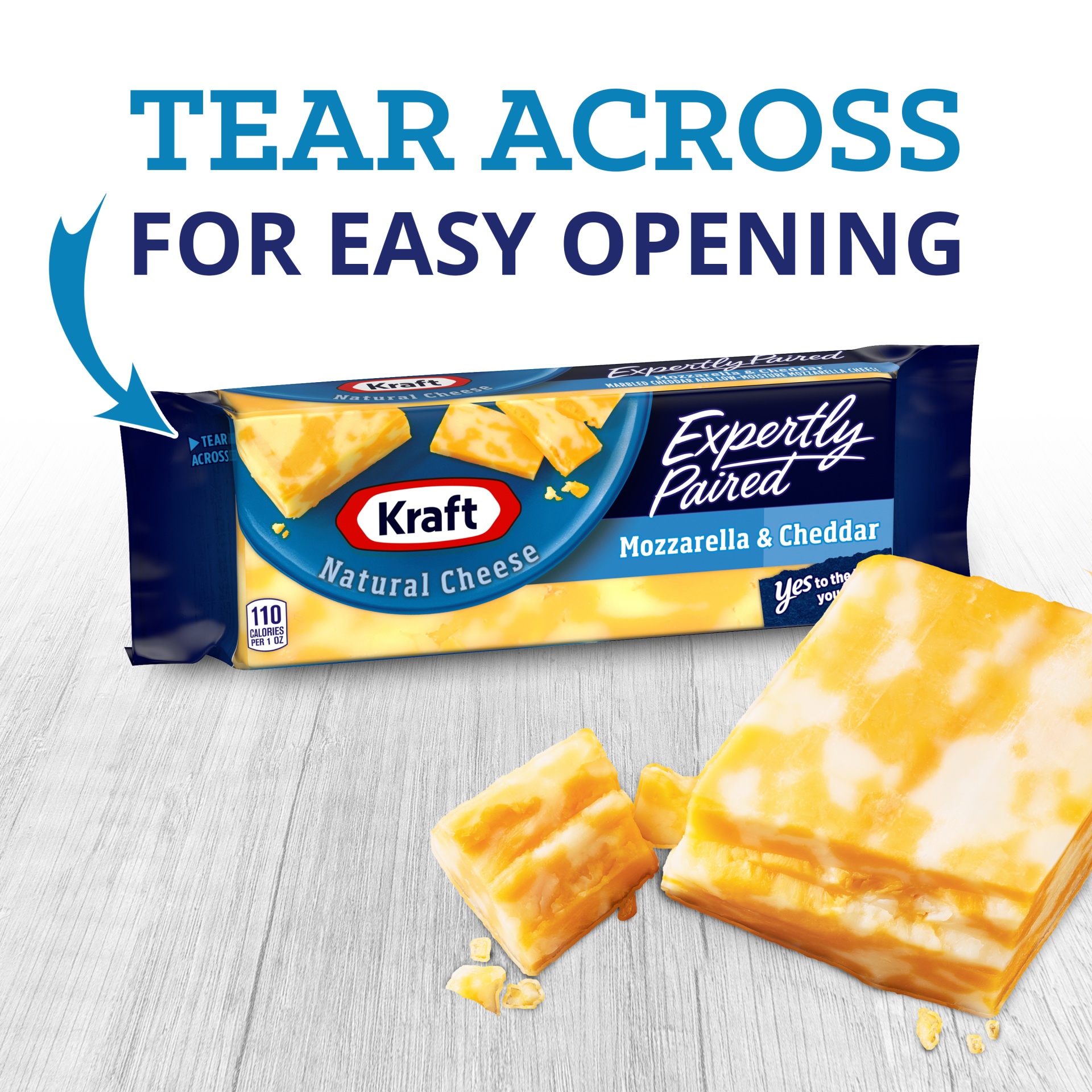 slide 4 of 10, Kraft Expertly Paired Mozzarella & Cheddar Marbled Cheese Block, 8 oz