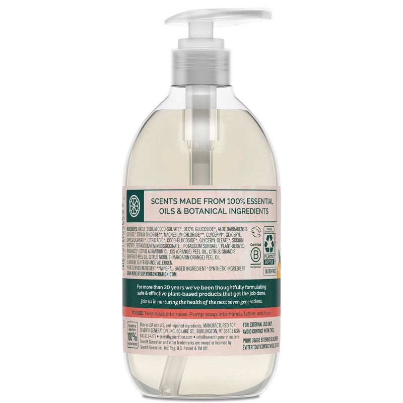 slide 2 of 8, Seventh Generation Mandarin Orange & Grapefruit Liquid Hand Soap - 12 fl oz, 12 fl oz