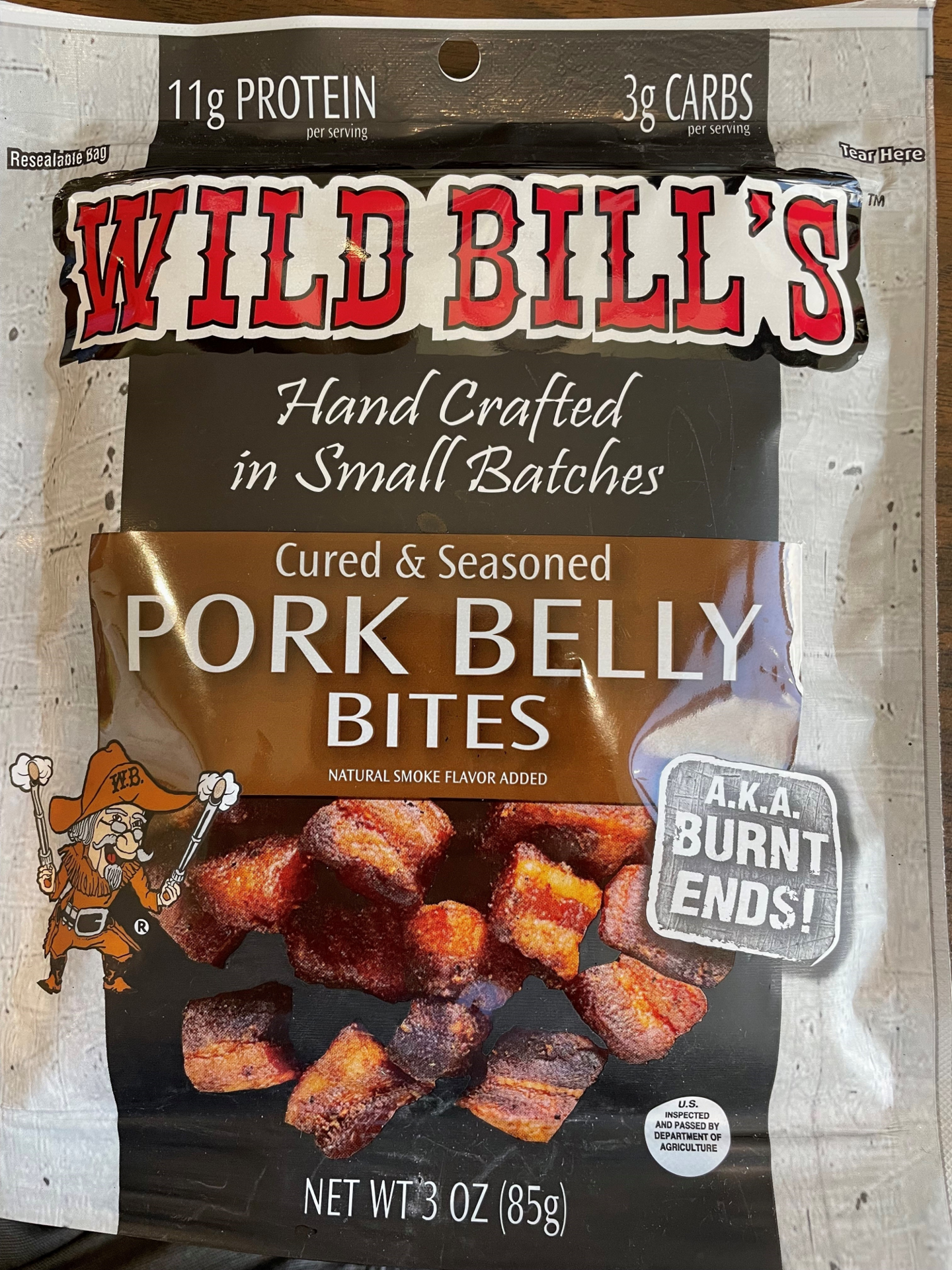 slide 1 of 2, Wild Bill's Pork Belly Bites, 3 oz