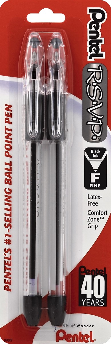 slide 2 of 2, Pentel RSVP Black Ball Point Pens Fine Tip, 2 ct