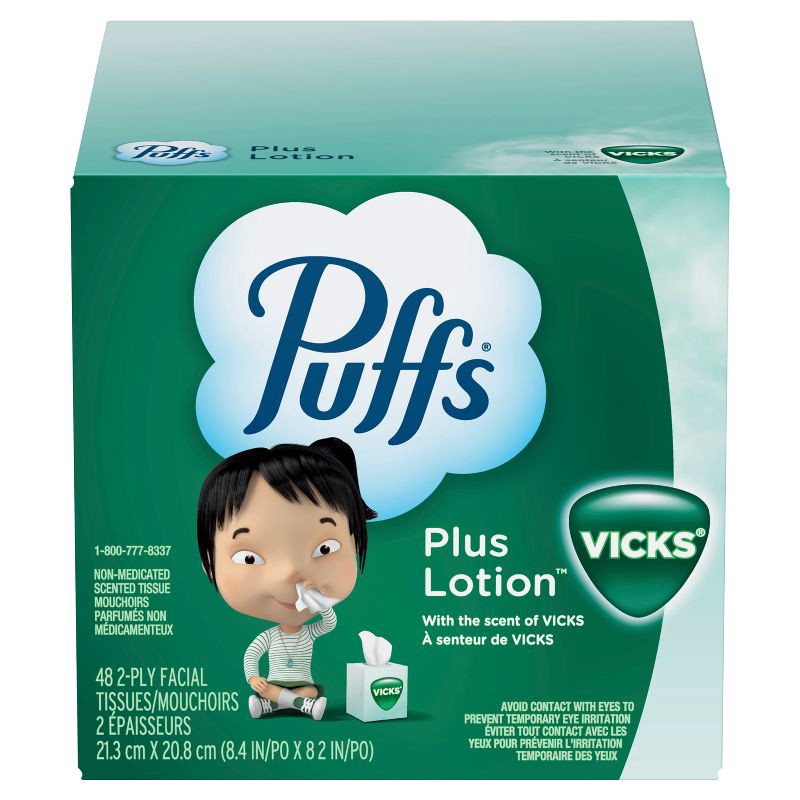 slide 12 of 16, Puffs Plus Lotion with Scent of VICKS Facial Tissue - 48ct, 48 ct
