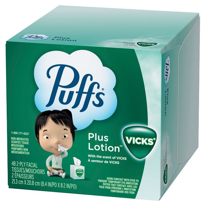 slide 16 of 16, Puffs Plus Lotion with Scent of VICKS Facial Tissue - 48ct, 48 ct