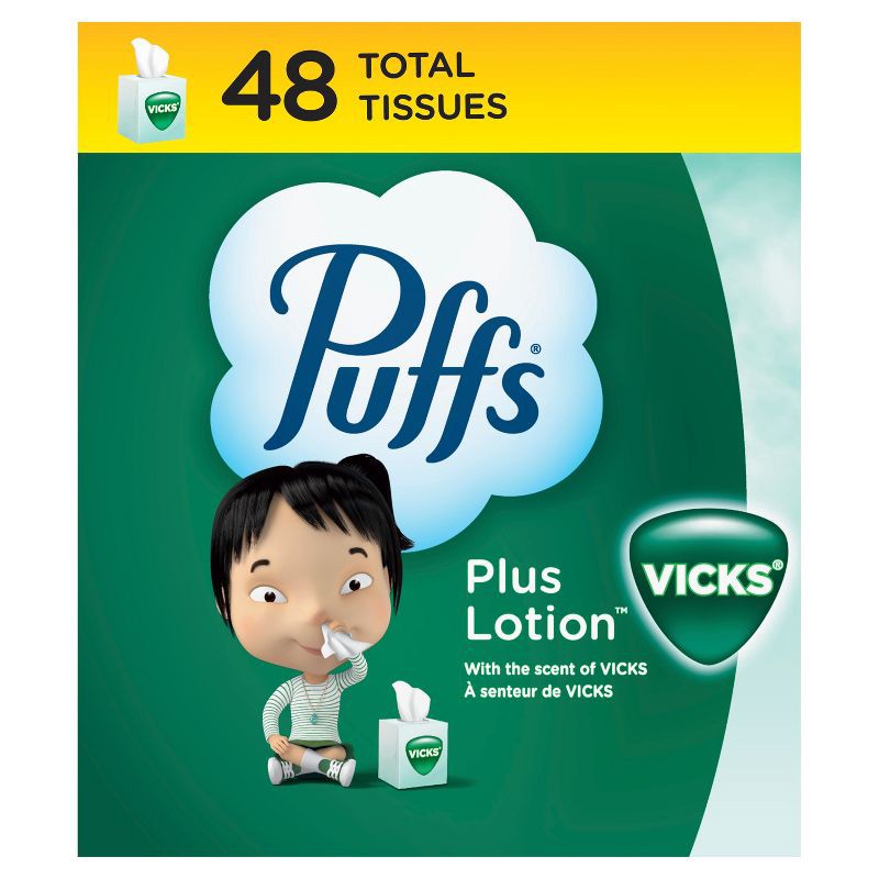 slide 1 of 16, Puffs Plus Lotion with Scent of VICKS Facial Tissue - 48ct, 48 ct