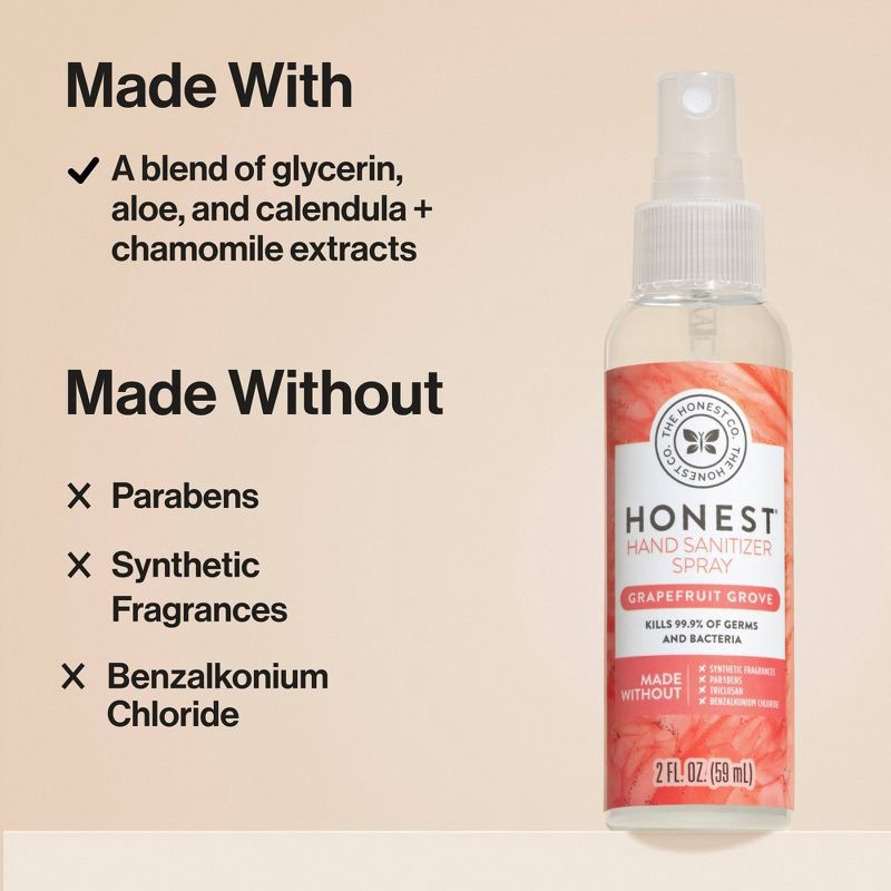 slide 6 of 8, The Honest Company Hand Sanitizer Spray - Grapefruit Grove - 2 fl oz, 2 fl oz
