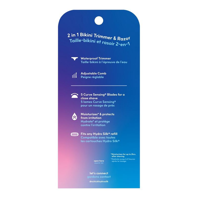 slide 2 of 9, Schick Hydro Silk TrimStyle Women's Razor with Bikini Trimmer - 1 Razor Handle & 1 Refill, 1 ct