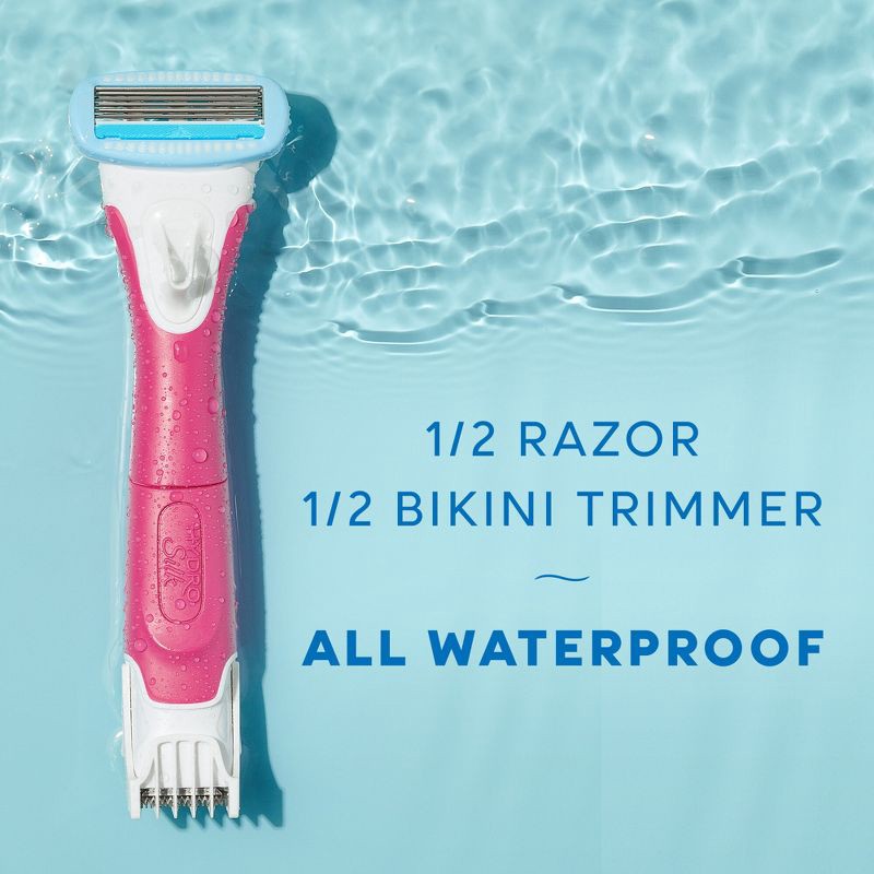 slide 4 of 9, Schick Hydro Silk TrimStyle Women's Razor with Bikini Trimmer - 1 Razor Handle & 1 Refill, 1 ct