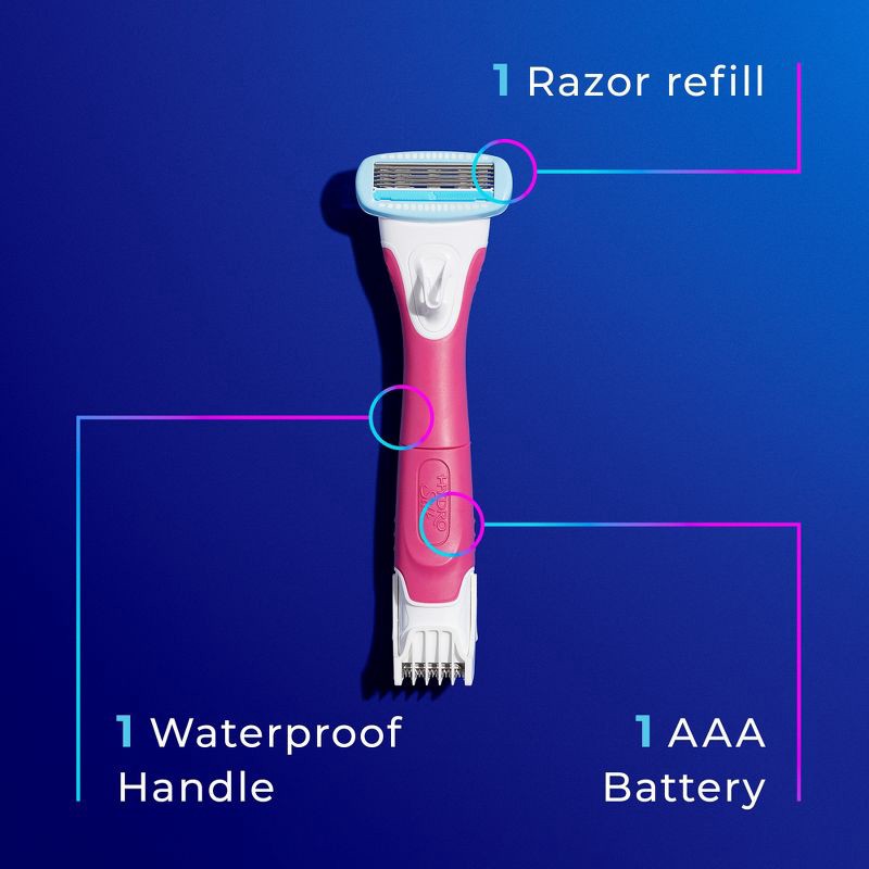 slide 8 of 8, Schick Hydro Silk TrimStyle Women's Razor with Bikini Trimmer - 1 Razor Handle & 1 Refill, 1 ct