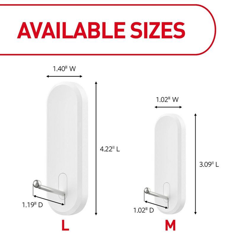 slide 17 of 17, Command Medium Sized Wire Decorative Hooks White: Adhesive Wall Hooks, 3 lb Capacity, 7 Pack, 3 lb, 7 ct