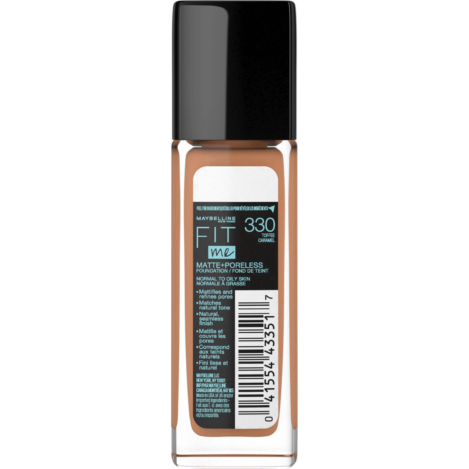 slide 2 of 49, Maybelline Fit Me Matte + Poreless Oil Free Liquid Foundation - 1 fl oz - 330 Toffee - 1 fl oz, 1 fl oz