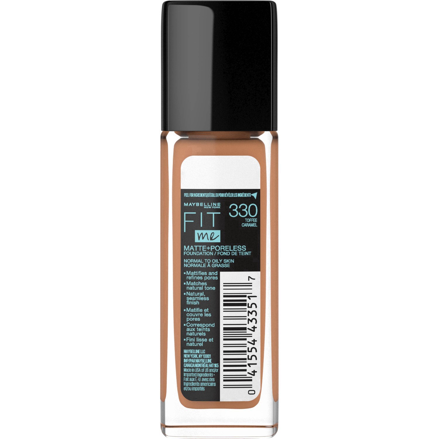 slide 27 of 49, Maybelline Fit Me Matte + Poreless Oil Free Liquid Foundation - 1 fl oz - 330 Toffee - 1 fl oz, 1 fl oz