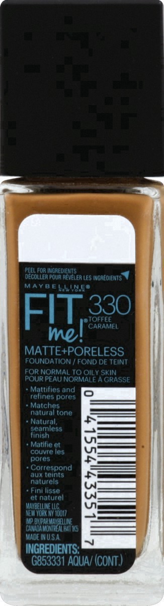 slide 39 of 49, Maybelline Fit Me Matte + Poreless Oil Free Liquid Foundation - 1 fl oz - 330 Toffee - 1 fl oz, 1 fl oz