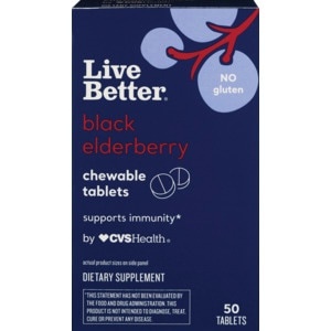 slide 1 of 1, Cvs Health Live Better Black Elderberry Chewable Tablets, 50 Ct, 50 ct