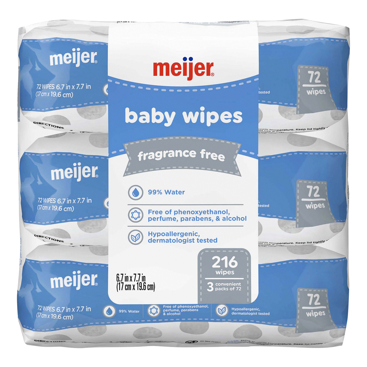 slide 1 of 5, Meijer Baby Wipes Refill, Fragrance Free, 216 ct