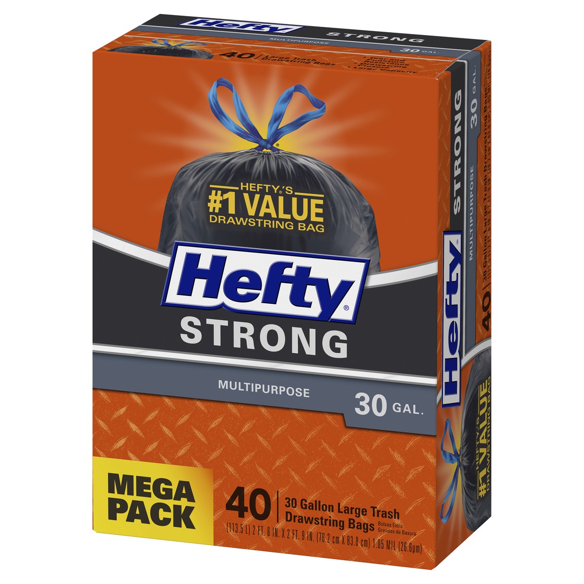 slide 6 of 9, Hefty Strong 30 Gallon Multipurpose Drawstring Trash Bags, Large, 40 Count, 40 ct