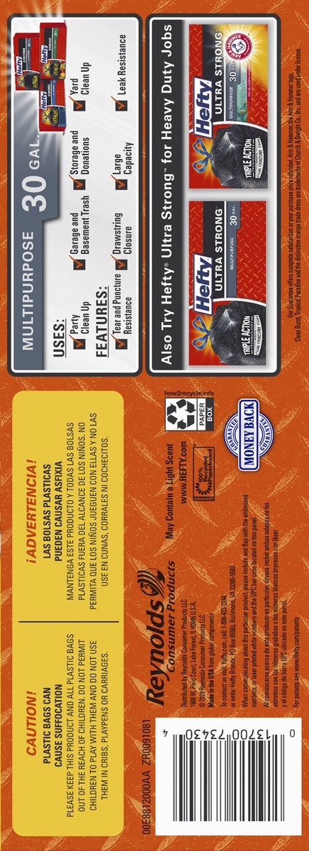 slide 5 of 9, Hefty Strong 30 Gallon Multipurpose Drawstring Trash Bags, Large, 40 Count, 40 ct