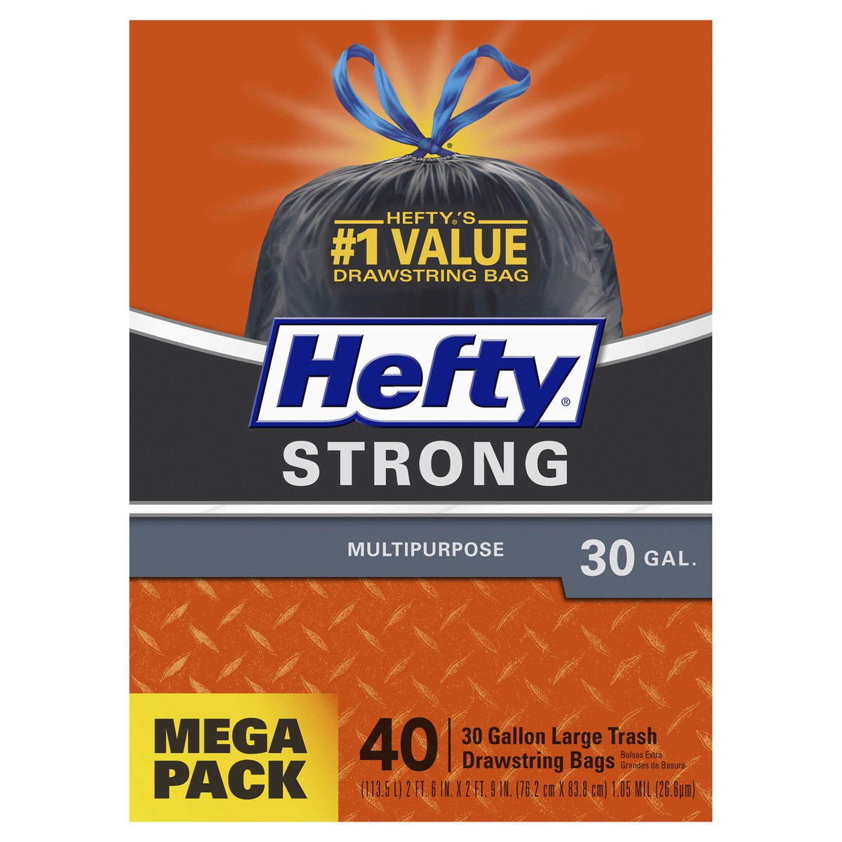 slide 8 of 9, Hefty Strong 30 Gallon Multipurpose Drawstring Trash Bags, Large, 40 Count, 40 ct