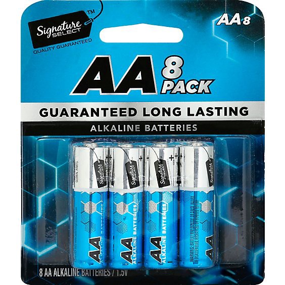 slide 1 of 1, Signature Select Batteries Alkaline Aa Guaranteed Long Lasting - 8 Count, 8 ct