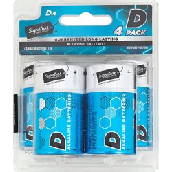 Signature Select Batteries Alkaline D Guaranteed Long Lasting - 4 Count