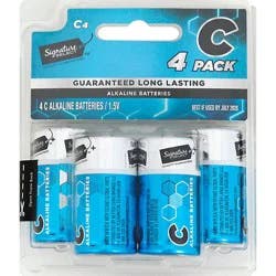 Signature Select Batteries Alkaline C Guaranteed Long Lasting - 4 Count