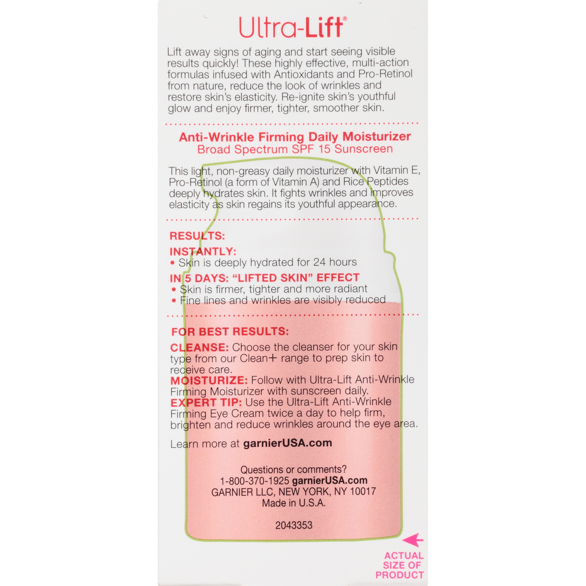 slide 7 of 7, Garnier Ultra-Lift Anti-Wrinkle Firming Moisturizer Day Cream SPF 15, 1.6 oz