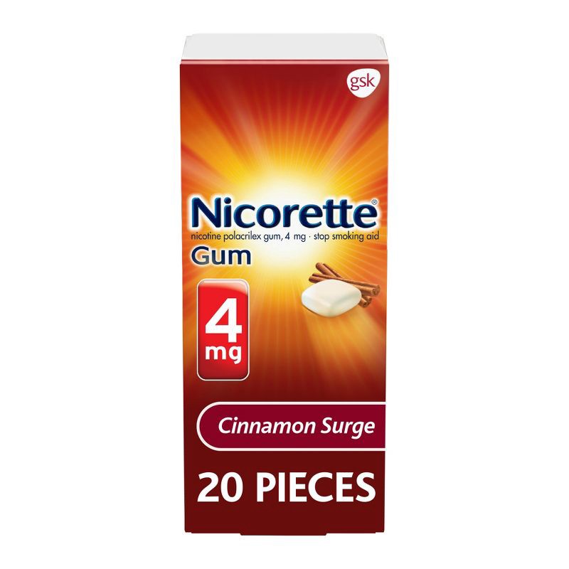 slide 1 of 9, Nicorette 4mg Stop Smoking Aid Nicotine Gum - Cinnamon Surge - 20ct, 20 ct