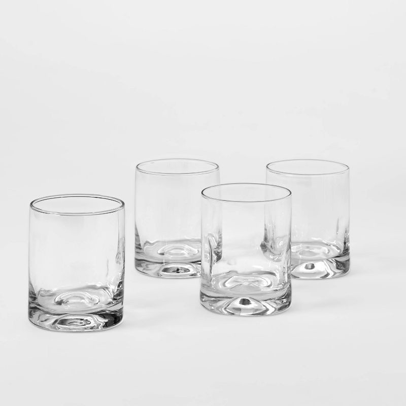 slide 1 of 3, 12.5 fl oz 4pk Glass Telford Short Tumblers - Threshold™: Dishwasher-Safe Blown Glass Cups for Cold Beverages, 12.5 fl oz, 4 ct