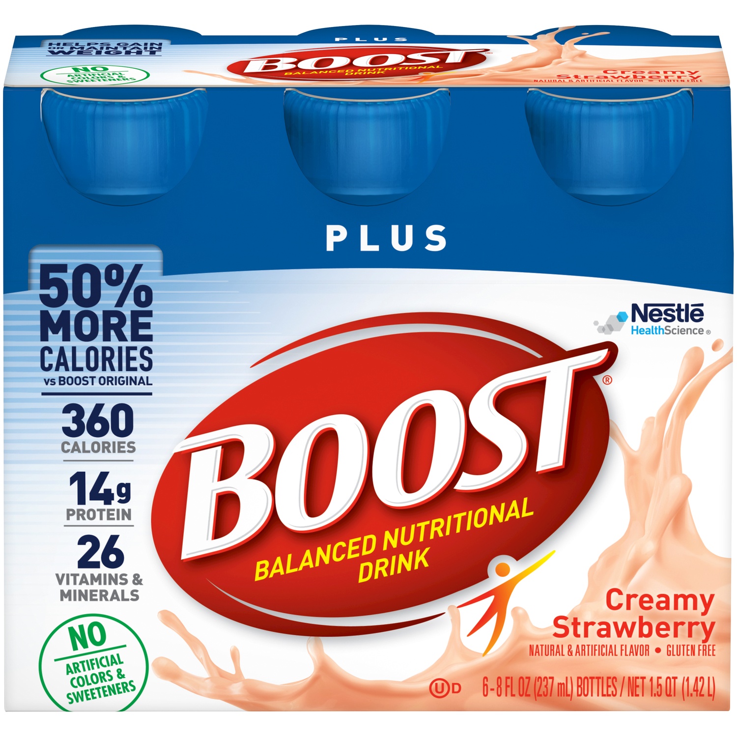 slide 2 of 9, Boost Plus Creamy Strawberry Complete Nutritional Drink, 6 ct; 8 fl oz