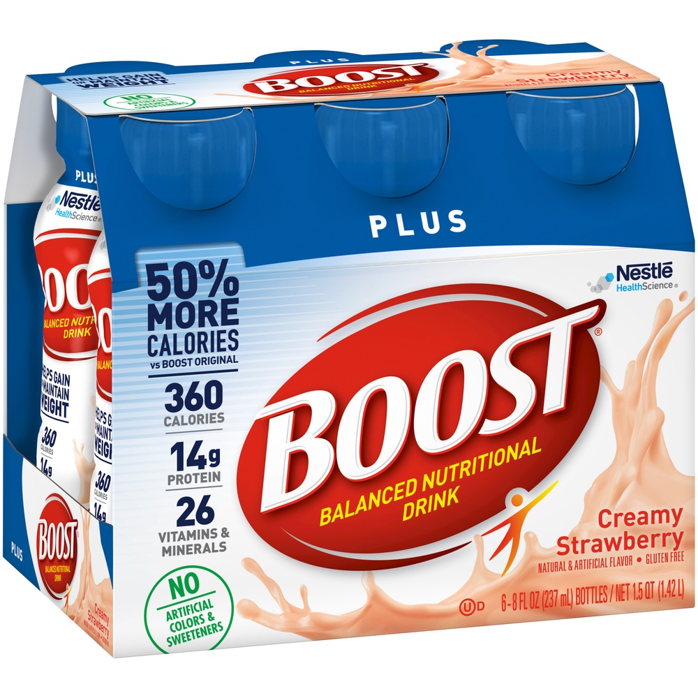 slide 3 of 9, Boost Plus Creamy Strawberry Complete Nutritional Drink, 6 ct; 8 fl oz