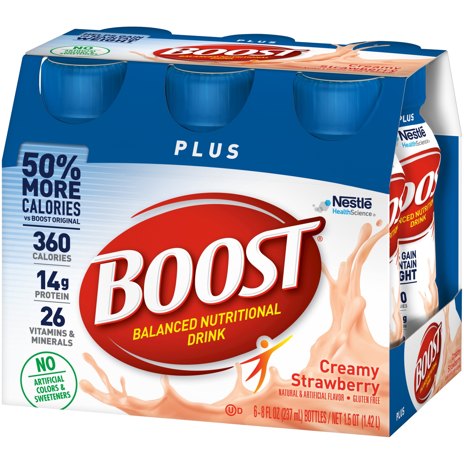 slide 4 of 9, Boost Plus Creamy Strawberry Complete Nutritional Drink, 6 ct; 8 fl oz