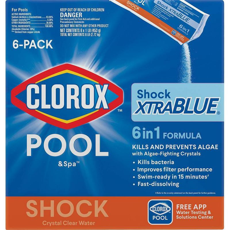 slide 1 of 5, Clorox 6pk Shock XtraBlue - 6lb, 6 ct, 6 lb