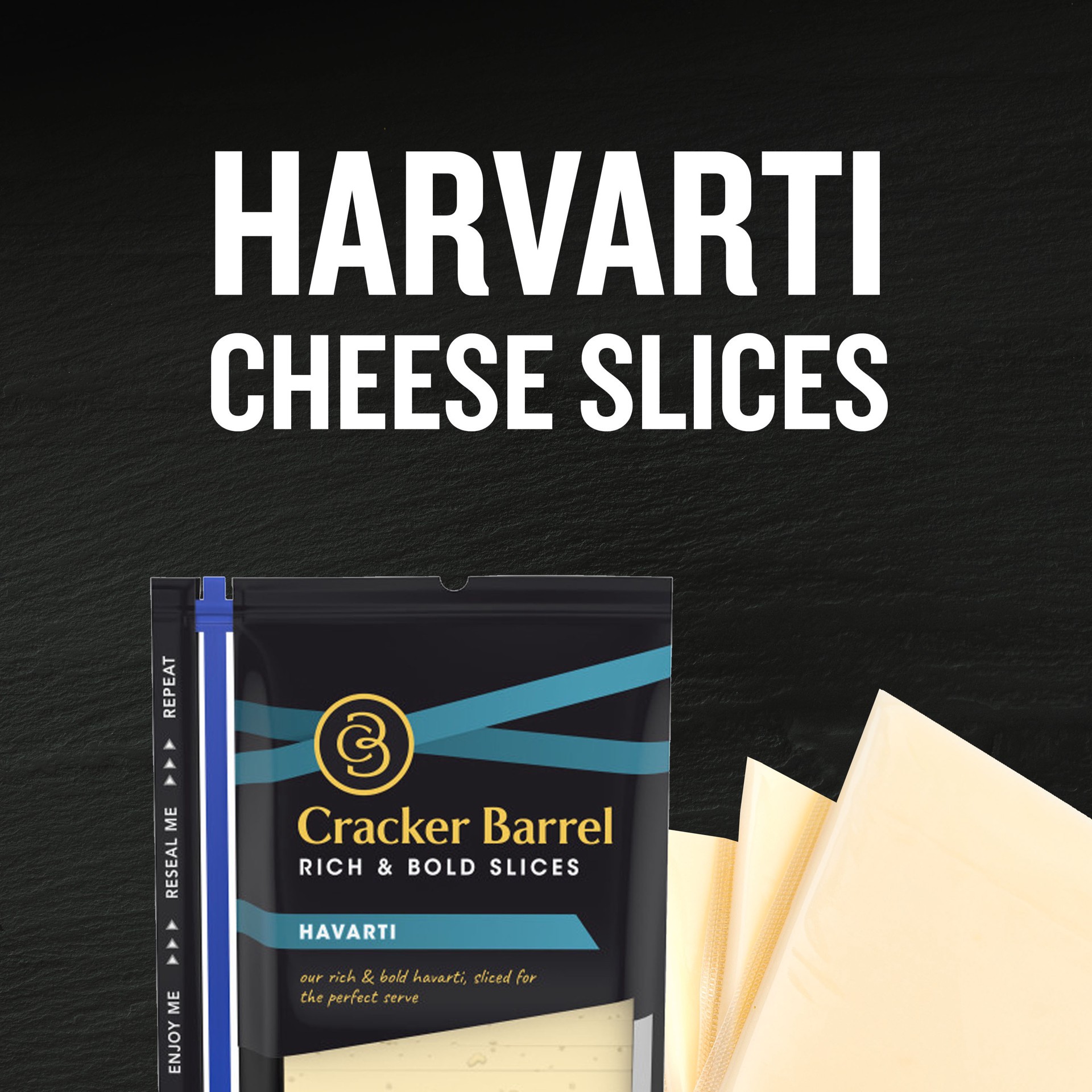 slide 2 of 10, Cracker Barrel Havarti Cheese Slices, 12 ct - 7.0 oz Zip Pak, 12 ct