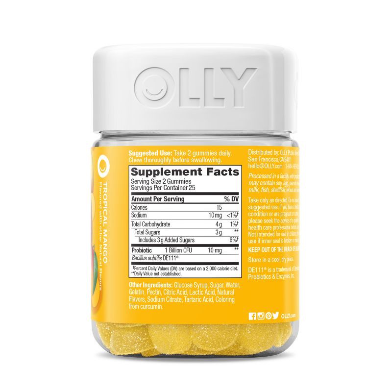 slide 3 of 13, OLLY Probiotic Chewable Gummies for Immune and Digestive Support - Tropical Mango - 50ct, 50 ct