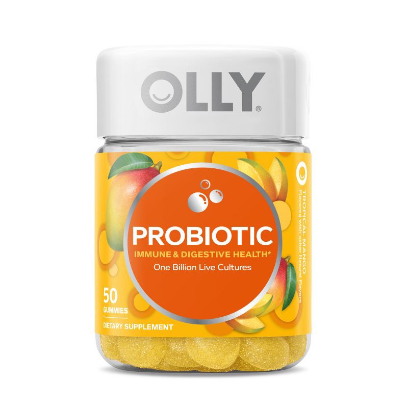 slide 1 of 13, OLLY Probiotic Chewable Gummies for Immune and Digestive Support - Tropical Mango - 50ct, 50 ct