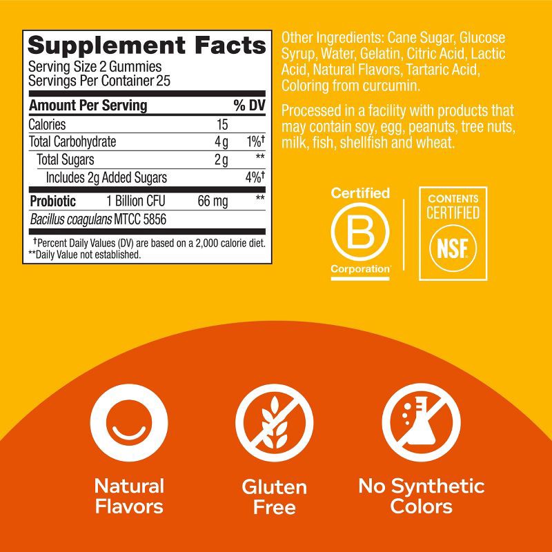 slide 9 of 14, OLLY Probiotic Chewable Gummies for Immune and Digestive Support - Tropical Mango - 50ct, 50 ct