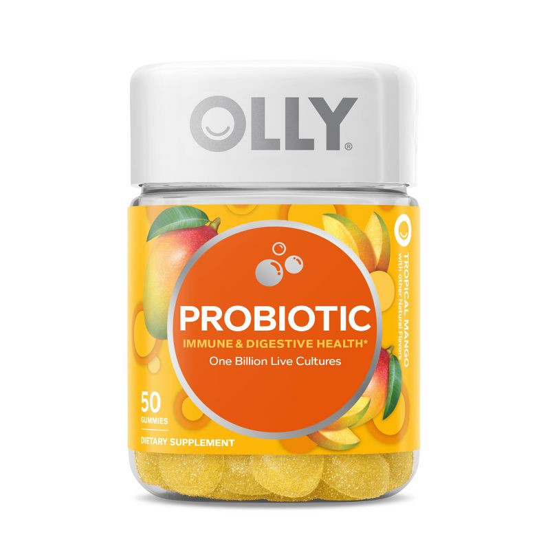 slide 9 of 13, OLLY Probiotic Chewable Gummies for Immune and Digestive Support - Tropical Mango - 50ct, 50 ct