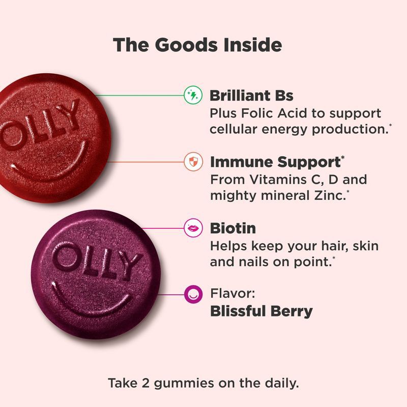 slide 3 of 9, OLLY Women's Multivitamin Gummies - Berry - 90ct, 90 ct